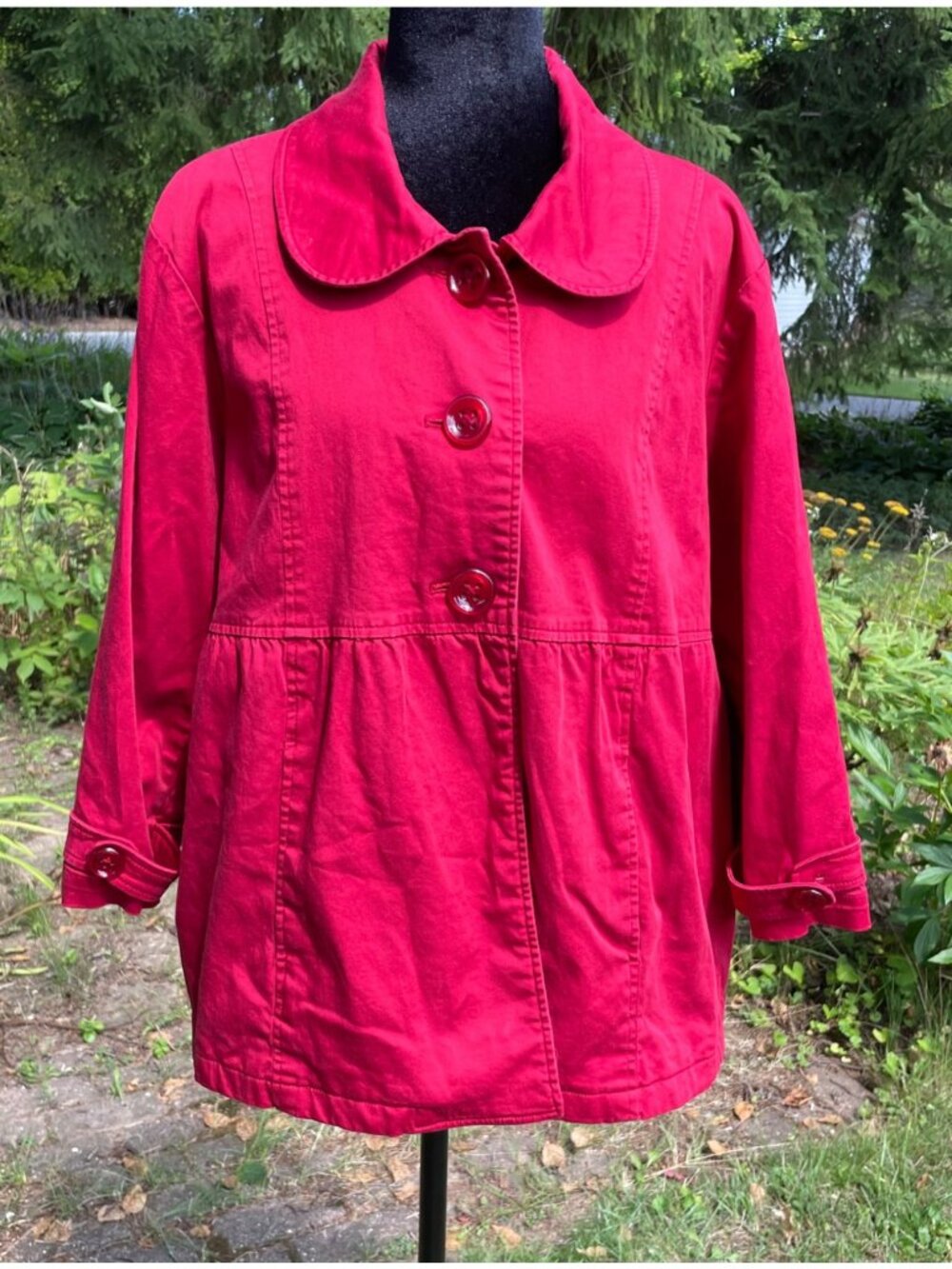 Vintage Studio 1940 Y2K Babydoll Jacket Twee Coquette Red Lined Collared 20W